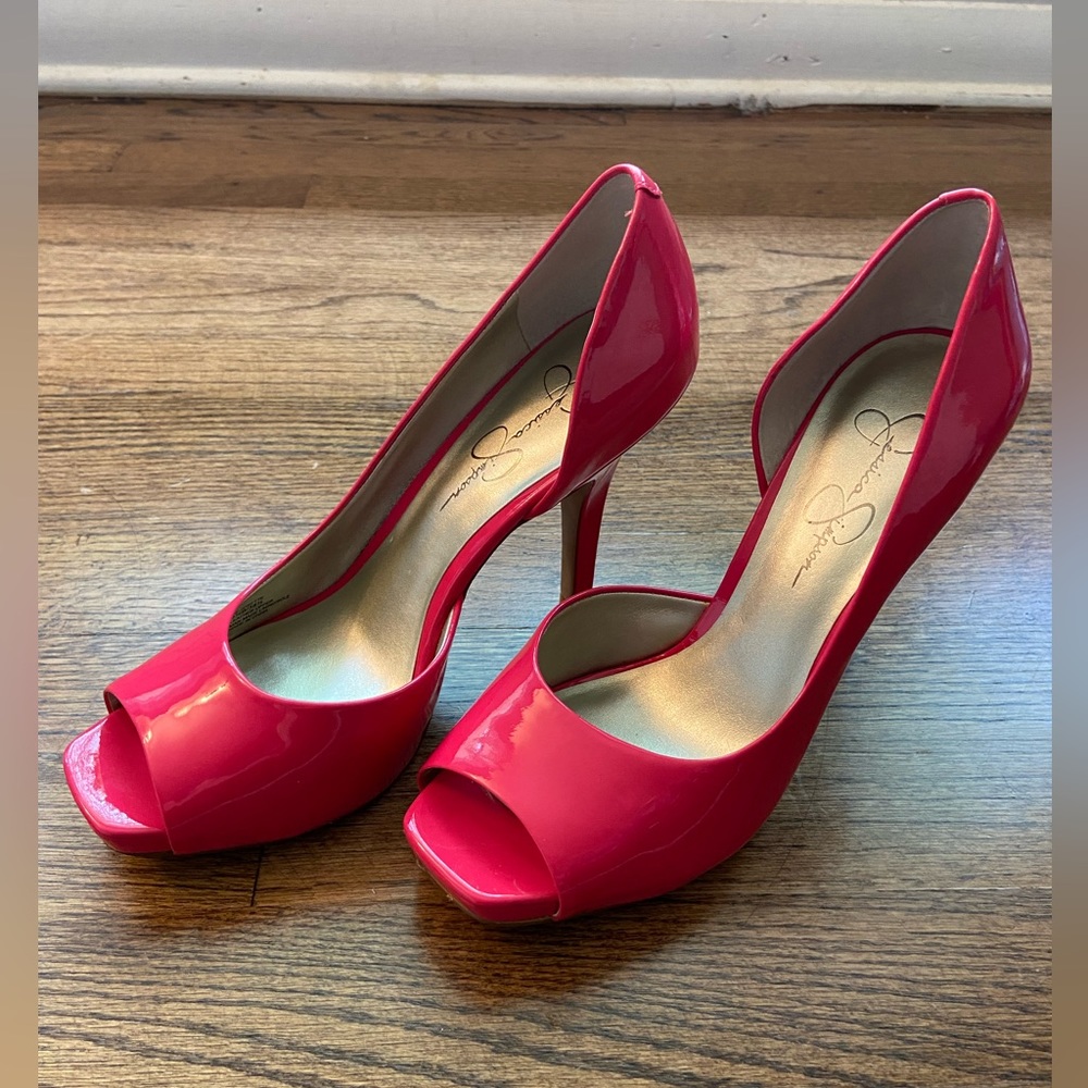 Jessica Simpson hot pink peep toe heels